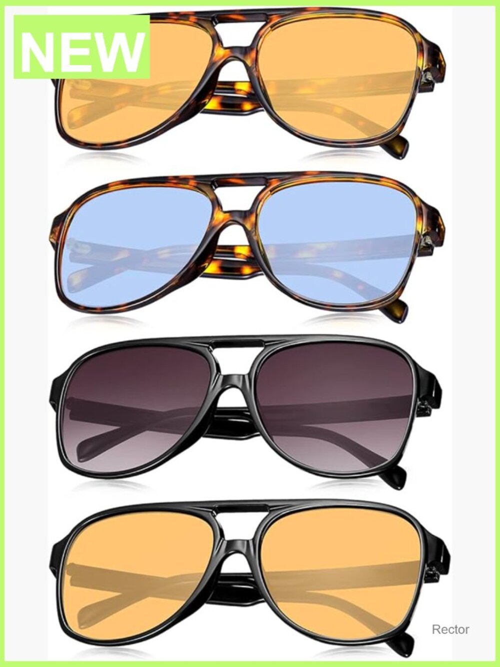 4 Pairs Retro Large Frame Sunglasses UV400 Protection Unisex